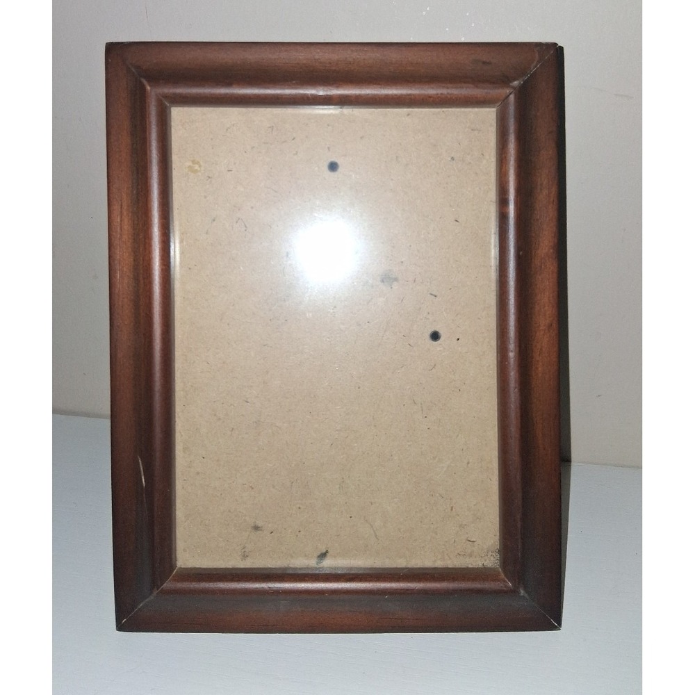 Wood Picture Frame 4.5x6.5 Brown Classic Rounded‎ Edge Glass Tabletop Wall